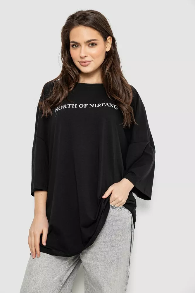 Купить Футболка женская с принтом, цвет черный, 244R3013 - Фото №1