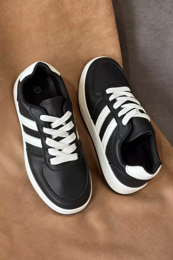 Купити Кеди жіночі замша, колір чорно-білий, 248RJH500 оптом - Фото №1