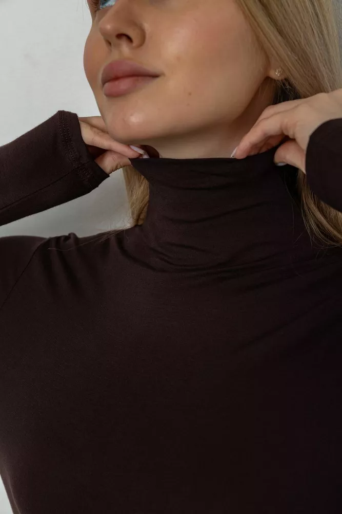 Купити Гольф жіночий однотонний, колір темно-коричневий, 186R505 оптом - Фото №5