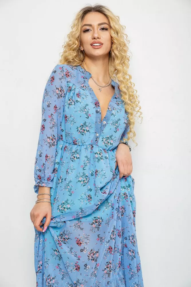 Купити Сукня шифонова на підкладці, колір джинс, 230R041 - Фото №2