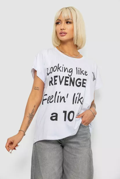 Футболка женская с принтом, цвет белый, 244R3013-5