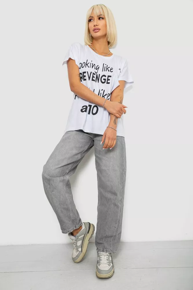 Купить Футболка женская с принтом, цвет белый, 244R3013-5 - Фото №2