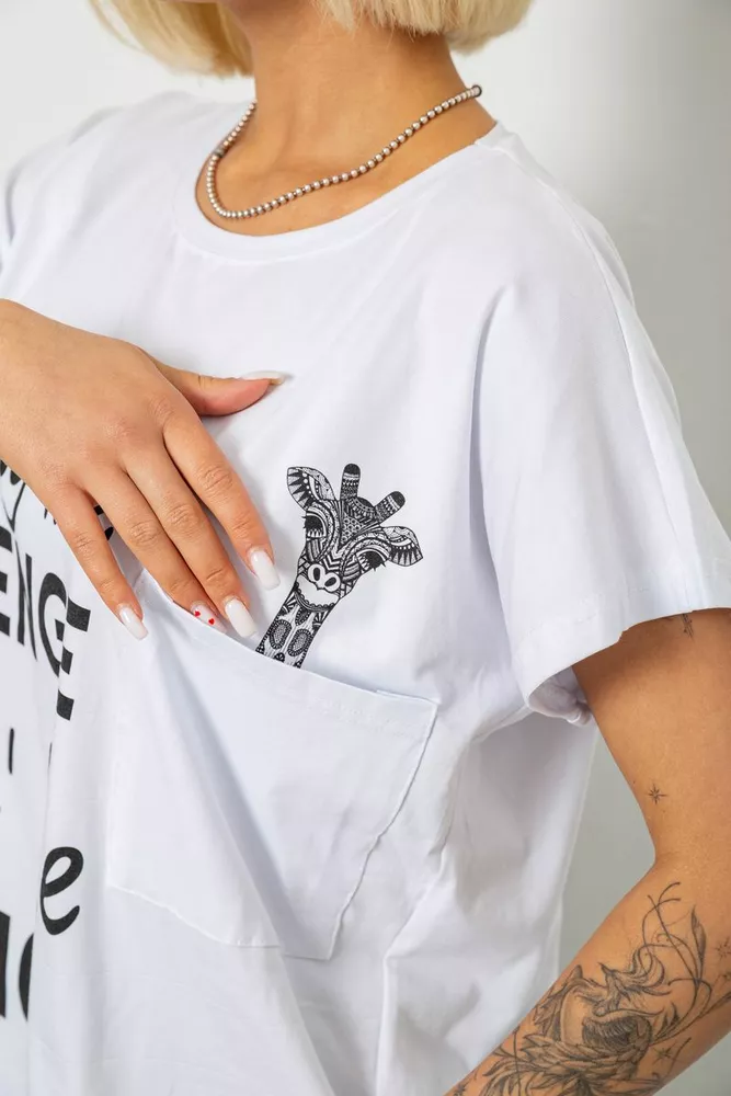 Купить Футболка женская с принтом, цвет белый, 244R3013-5 - Фото №5