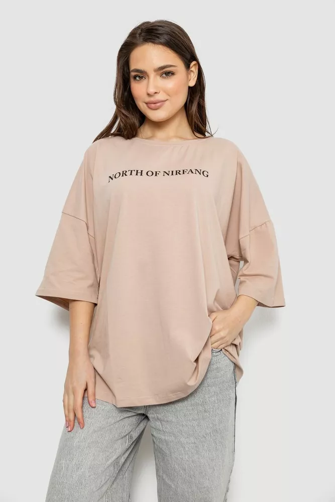 Купить Футболка женская с принтом, цвет бежевый, 244R3013 - Фото №1