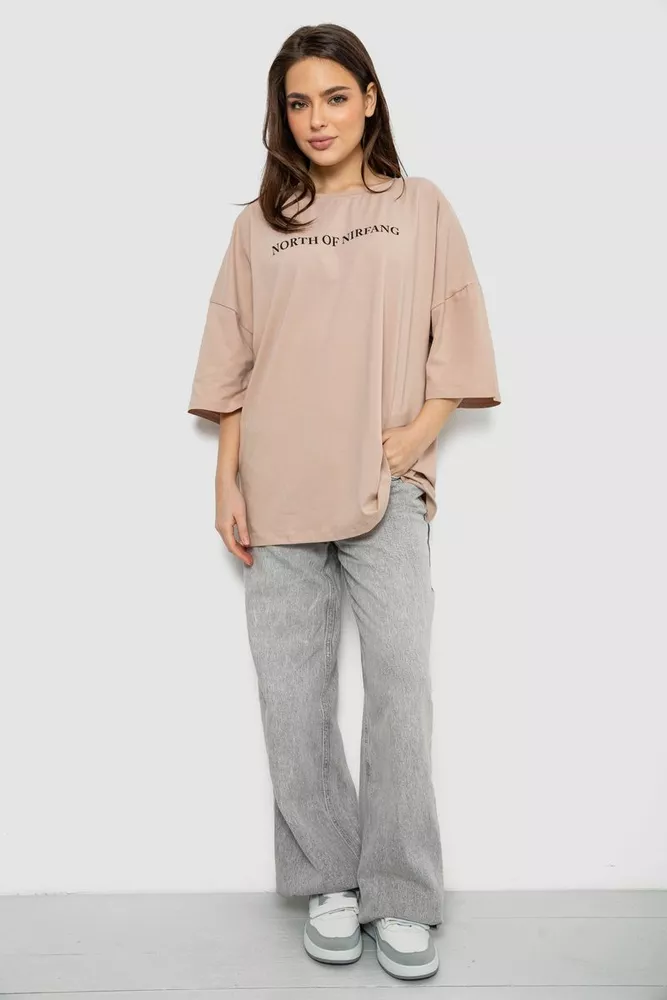 Купить Футболка женская с принтом, цвет бежевый, 244R3013 - Фото №2