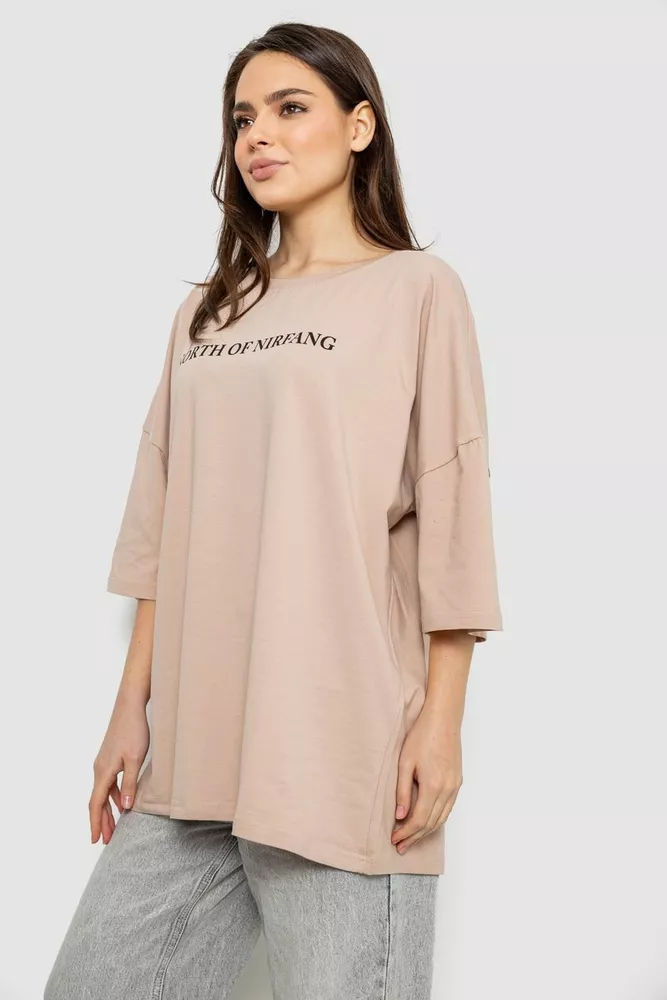 Купить Футболка женская с принтом, цвет бежевый, 244R3013 - Фото №3