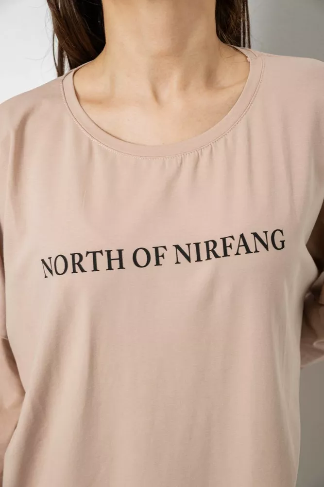 Купить Футболка женская с принтом, цвет бежевый, 244R3013 - Фото №5