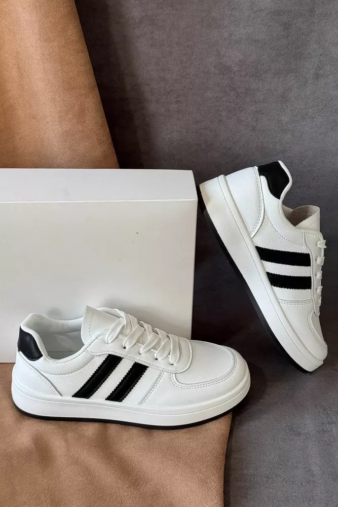 Купити Кеди жіночі замша, колір біло-чорний, 248RJH500 оптом - Фото №1