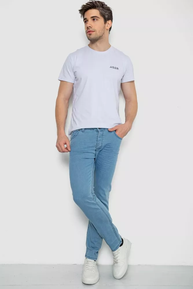 Купить Джинсы мужские однотонные  -уценка, цвет голубой, 247R1242-1-U-50 оптом - Фото №2