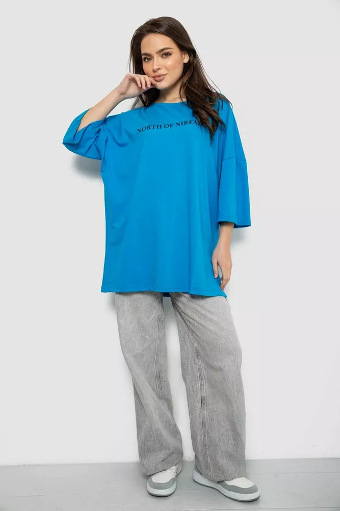 Купить Футболка женская с принтом, цвет голубой, 244R3013 - Фото №2