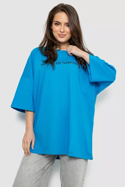 Футболка женская с принтом, цвет голубой, 244R3013