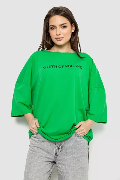 Футболка женская с принтом, цвет зеленый, 244R3013