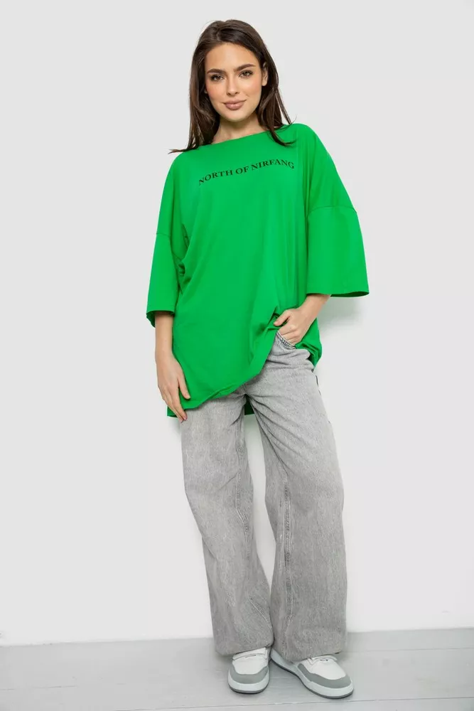 Купить Футболка женская с принтом, цвет зеленый, 244R3013 оптом - Фото №2