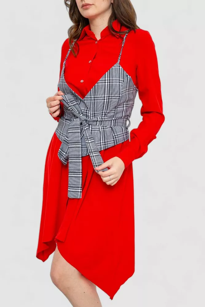 Купити Сукня  вільного крою, колір червоний, 186R530 - Фото №3