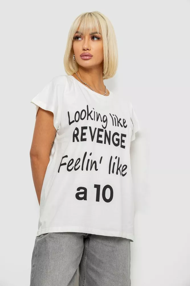 Купить Футболка женская с принтом, цвет молочный, 244R3013-5 - Фото №3