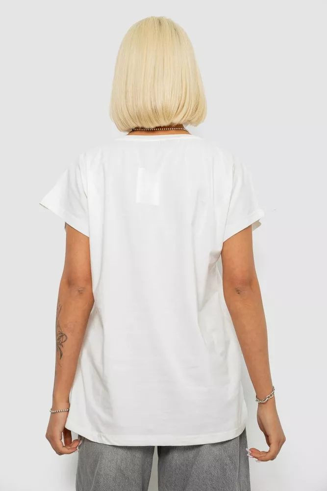 Купить Футболка женская с принтом, цвет молочный, 244R3013-5 - Фото №4