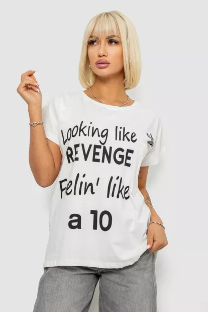 Футболка женская с принтом, цвет молочный, 244R3013-5