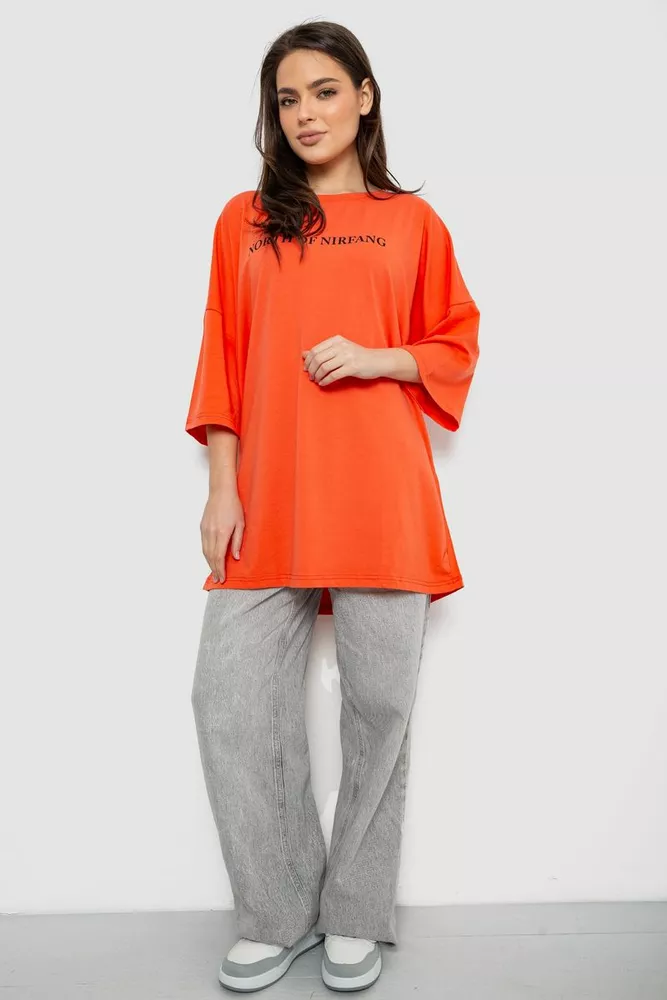 Купить Футболка женская с принтом, цвет оранжевый, 244R3013 оптом - Фото №2