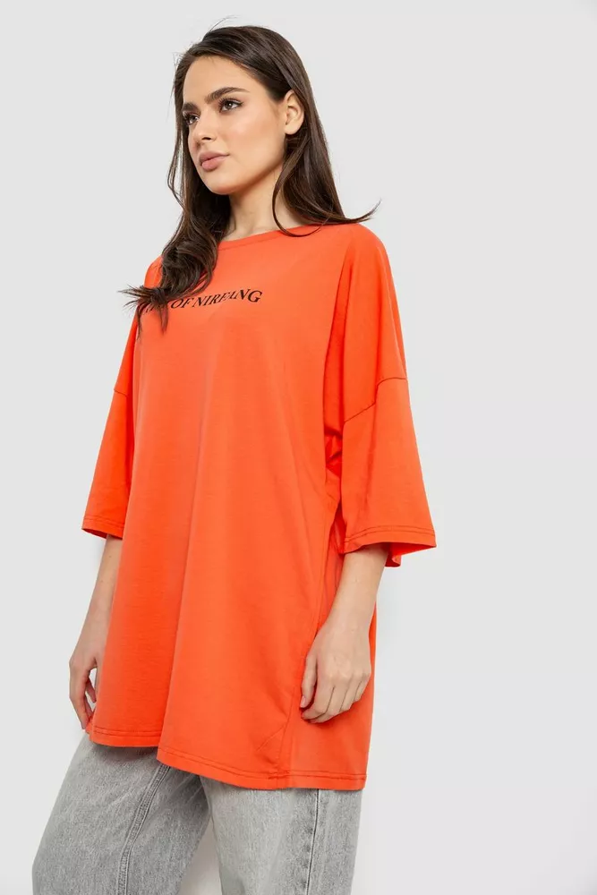 Купить Футболка женская с принтом, цвет оранжевый, 244R3013 оптом - Фото №3