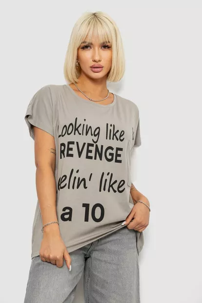 Футболка женская с принтом, цвет серый, 244R3013-5