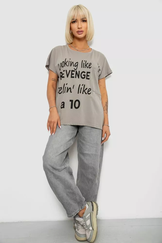 Купить Футболка женская с принтом, цвет серый, 244R3013-5 - Фото №2