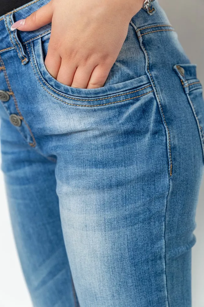 Купити Джинси жіночі з потертостями, колір синій, 244RS01 оптом - Фото №5