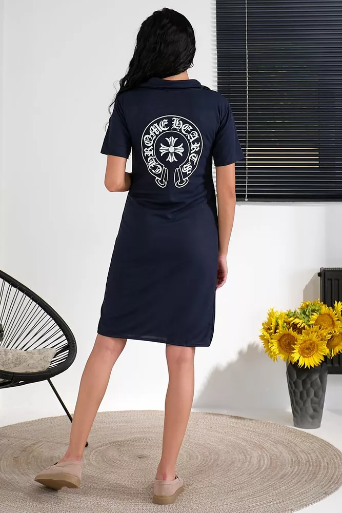 Купити Сукня-поло однотонна з принтом, колір синій, 257R49 - Фото №5