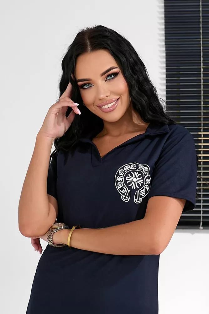 Купити Сукня-поло однотонна з принтом, колір синій, 257R49 - Фото №6