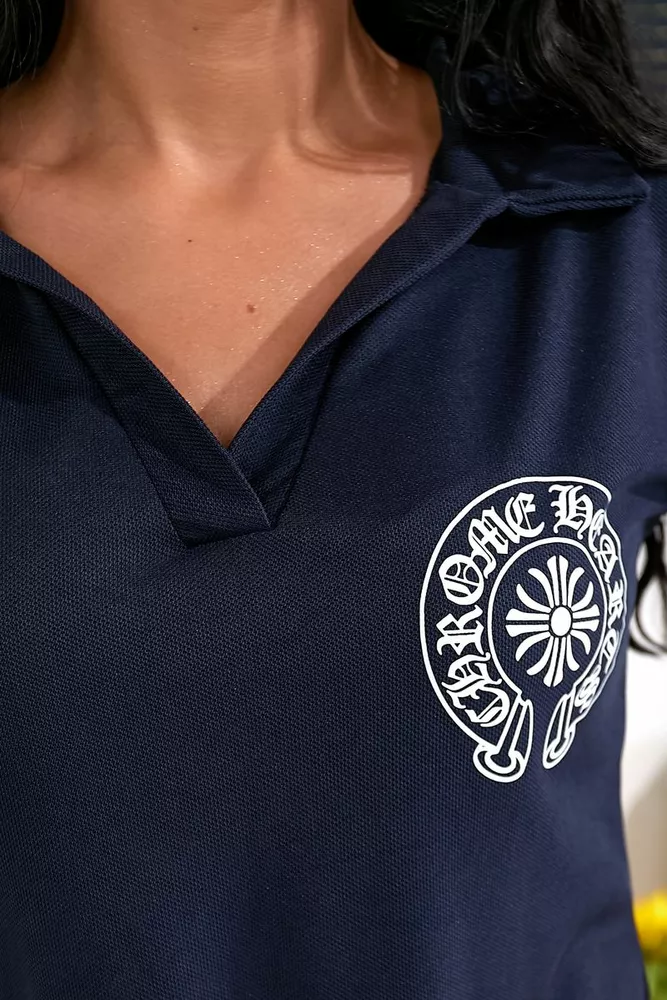 Купити Сукня-поло однотонна з принтом, колір синій, 257R49 - Фото №7