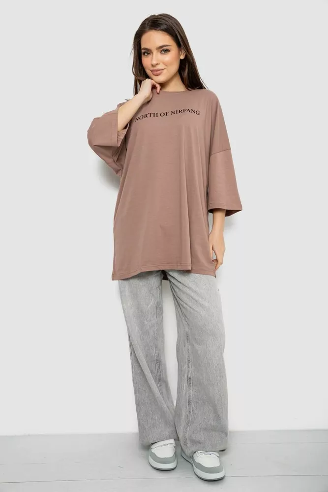 Купить Футболка женская с принтом, цвет мокко, 244R3013 - Фото №2