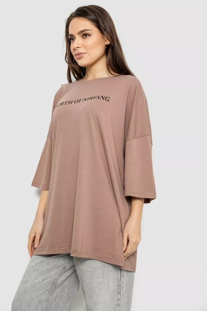 Купить Футболка женская с принтом, цвет мокко, 244R3013 - Фото №3