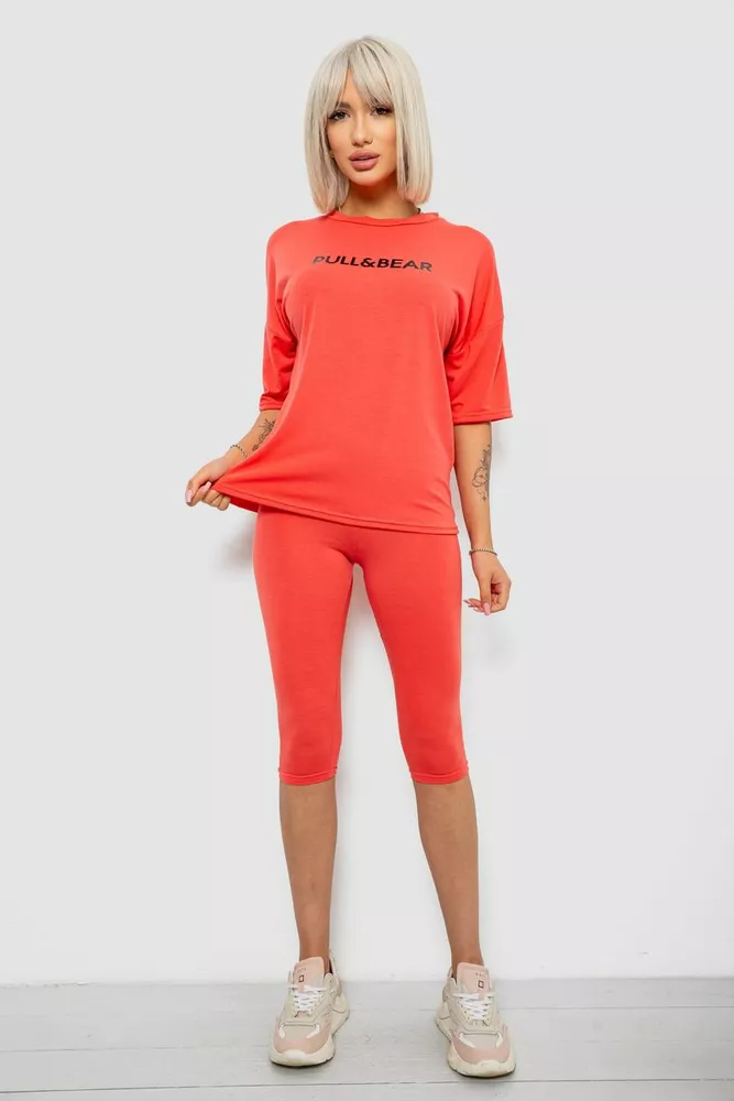 Купить Костюм домашний женский с принтом, цвет коралловый, 257R738 - Фото №1