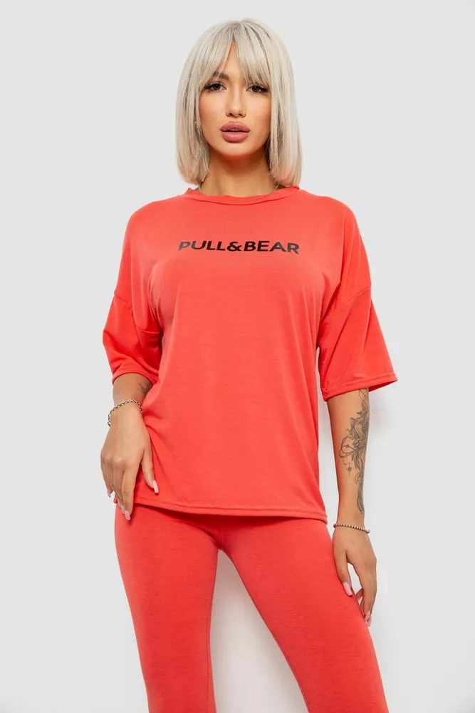 Купить Костюм домашний женский с принтом, цвет коралловый, 257R738 - Фото №2