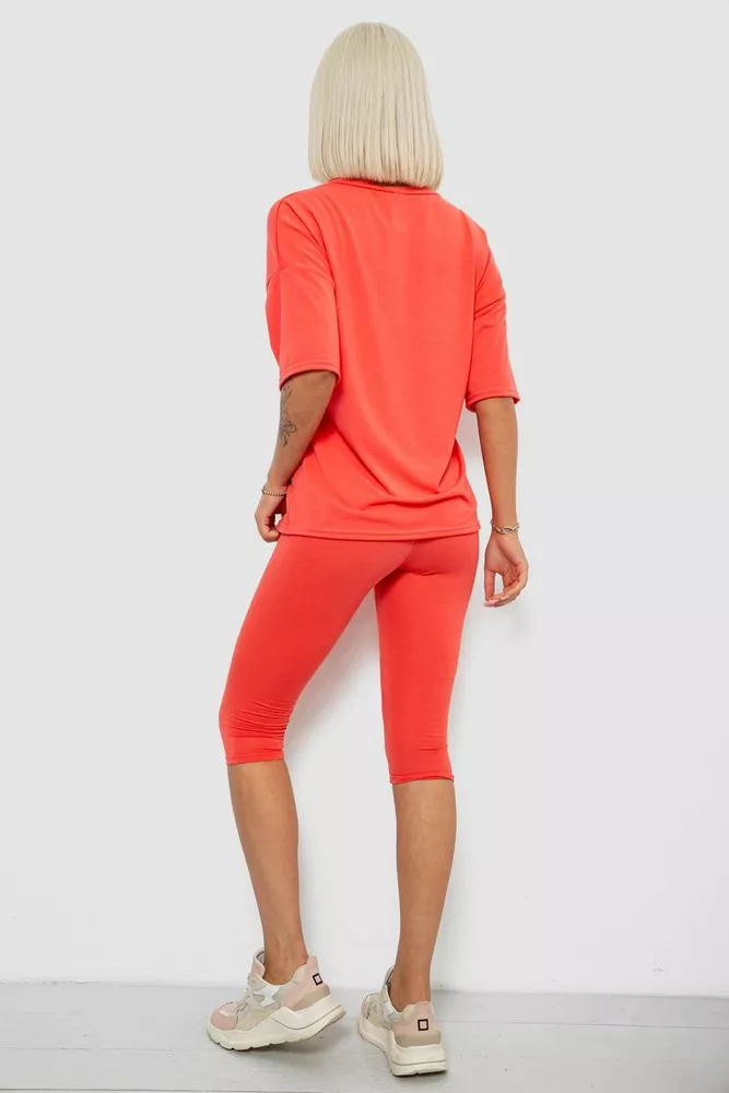 Купить Костюм домашний женский с принтом, цвет коралловый, 257R738 - Фото №4