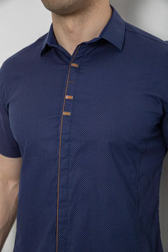 Купити Сорочка чоловіча з принтом, колір темно-синій, 214R7026 оптом - Фото №5