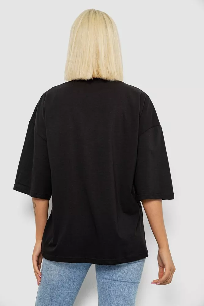 Купити Футболка жіноча з принтом, колір чорний, 244R2029-5 - Фото №4