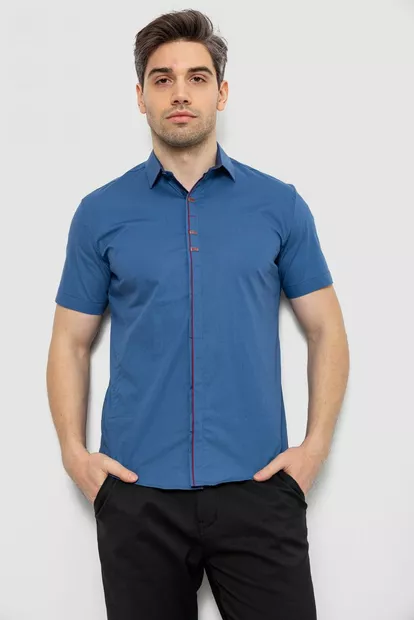 Сорочка чоловіча з принтом, колір джинс, 214R7026