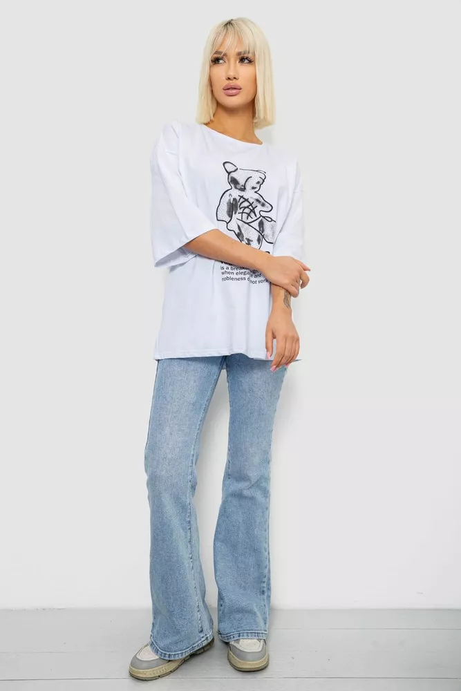 Купить Футболка женская с принтом, цвет белый, 244R2029-5 - Фото №2