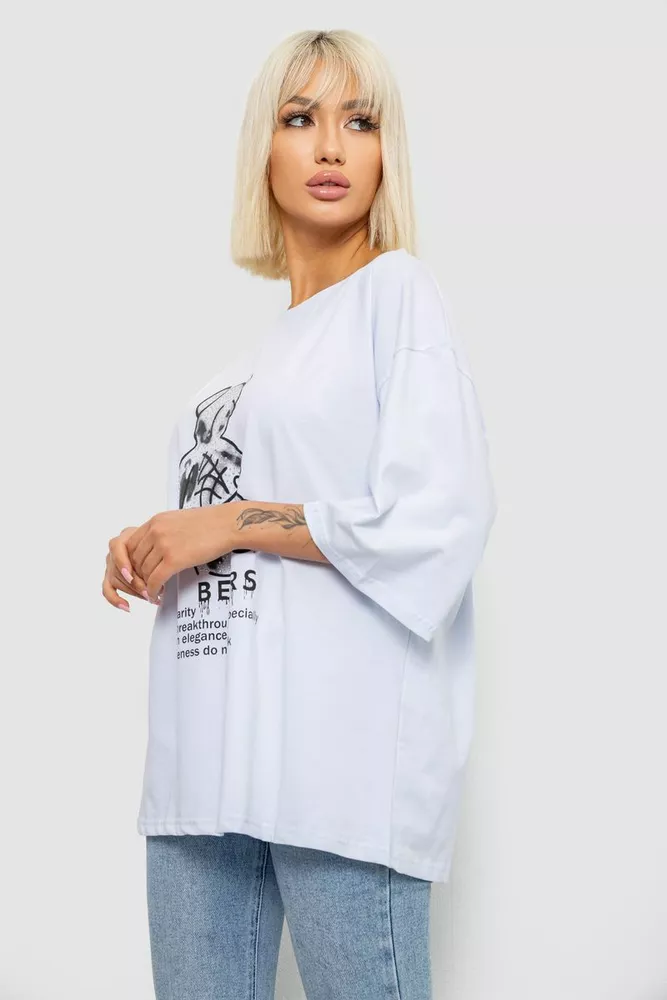 Купить Футболка женская с принтом, цвет белый, 244R2029-5 - Фото №3