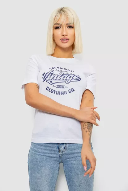 Футболка женская с принтом, цвет белый, 241R138