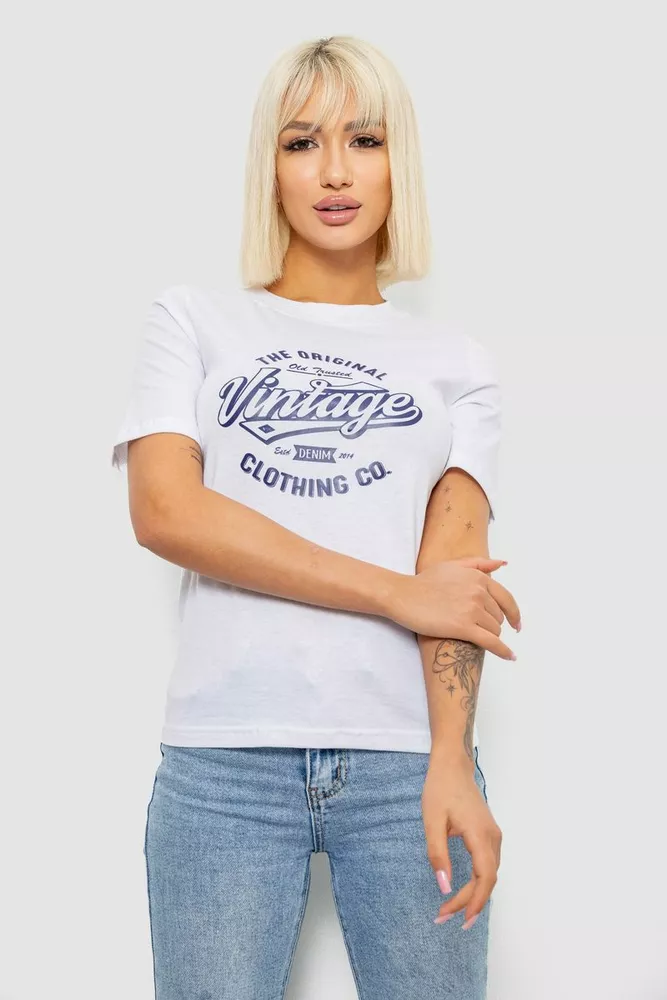 Купить Футболка женская с принтом, цвет белый, 241R138 - Фото №1