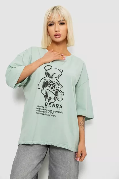 Футболка женская с принтом, цвет оливковый, 244R2029-5