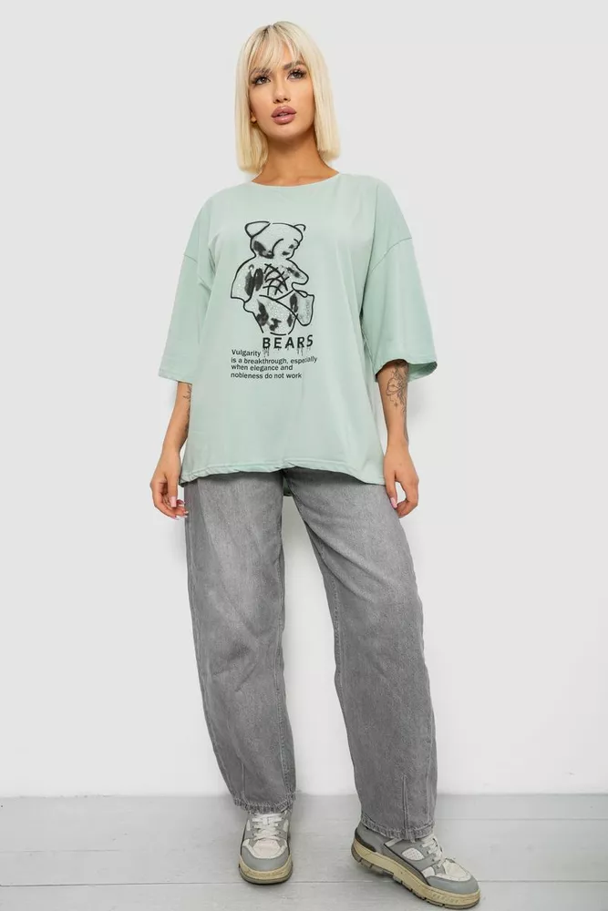 Купить Футболка женская с принтом, цвет оливковый, 244R2029-5 - Фото №2