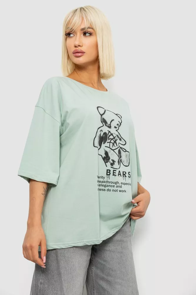 Купить Футболка женская с принтом, цвет оливковый, 244R2029-5 - Фото №3