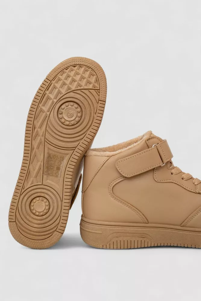 Купити Кросівки жіночі зимові на хутрі, колір темно-бежевий, 248RAJ01 - Фото №5