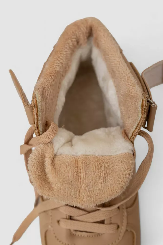 Купити Кросівки жіночі зимові на хутрі, колір темно-бежевий, 248RAJ01 - Фото №6