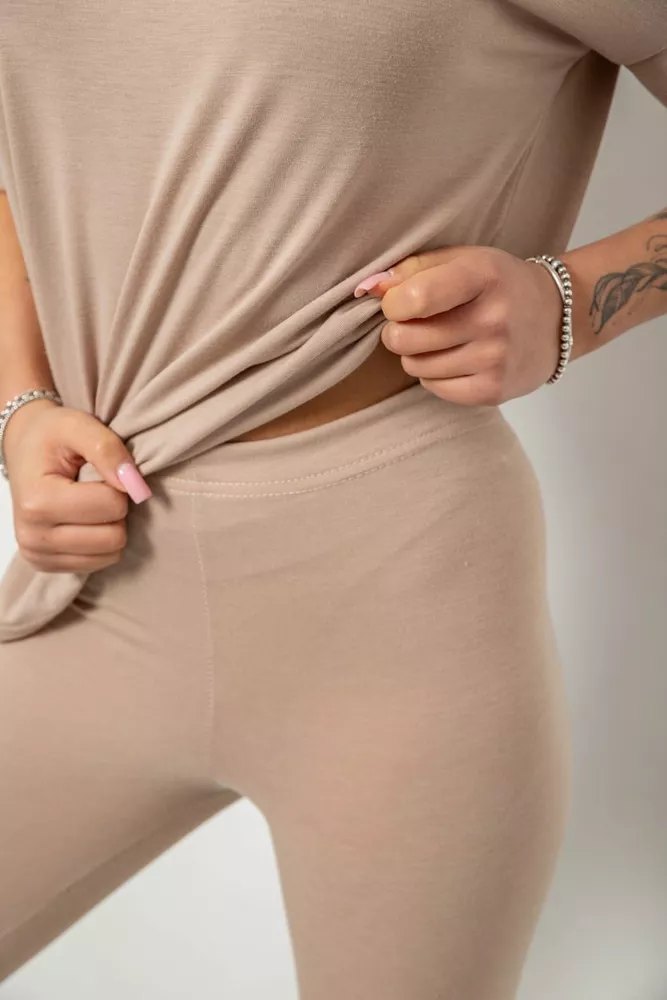 Купить Костюм домашний женский с принтом, цвет бежевый, 257R738 оптом - Фото №5