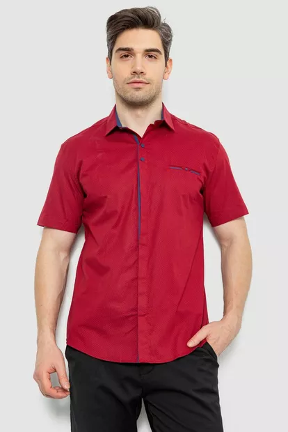 Рубашка мужская с принтом, цвет бордовый, 214R7130-1