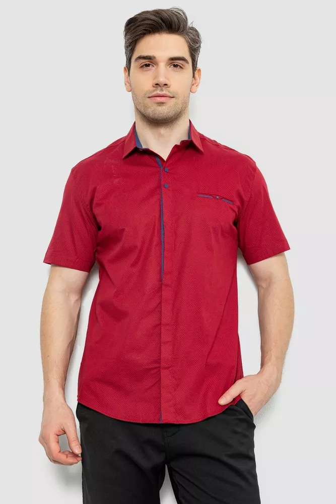 Купить Рубашка мужская с принтом, цвет бордовый, 214R7130-1 - Фото №1