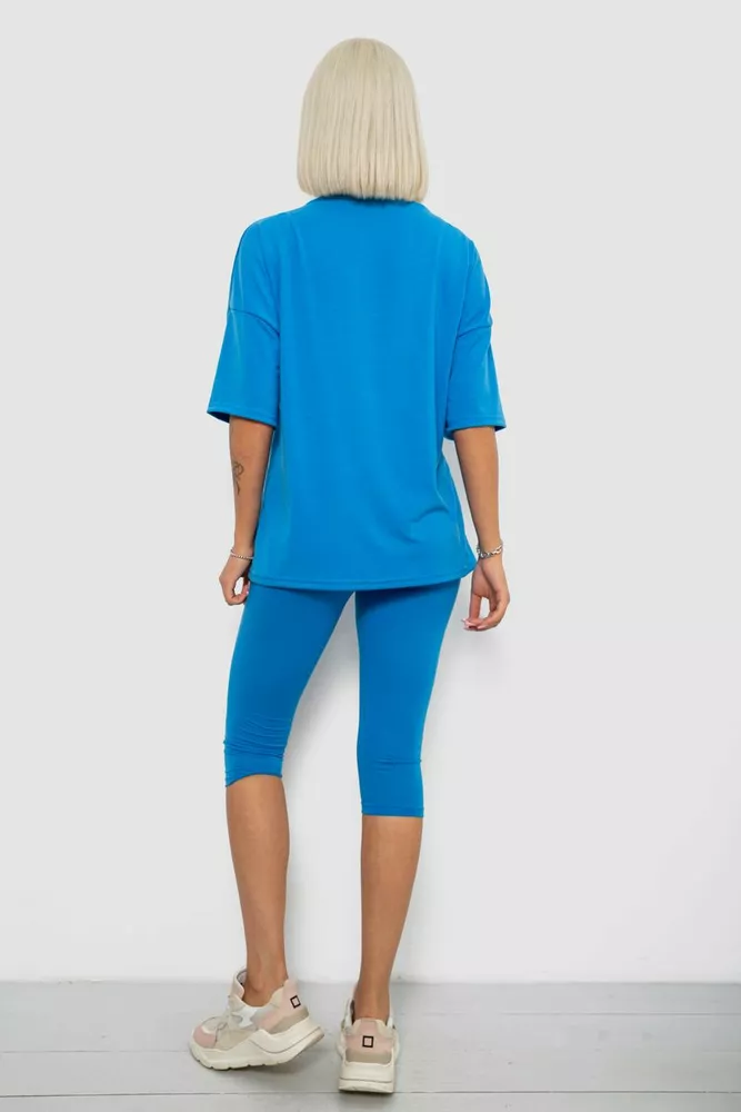 Купить Костюм домашний женский с принтом, цвет голубой, 257R738 - Фото №4